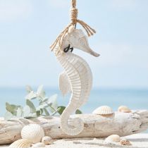 Itens Decoração Cavalo Marinho para Pendurar Branco Lavado 27cm