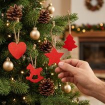 Itens Mix de enfeites de natal vermelho 34 peças