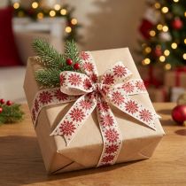 Itens Fita decorativa com flocos de neve, para embrulho de presentes, inverno, 25 mm x 20 m