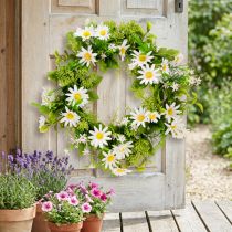 Itens Coroa de Margaridas Branca Verde Artificial Ø28cm H9cm