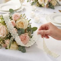 Itens Fita de Renda Decoração de Casamento Romântico Creme Branco W35mm L20m