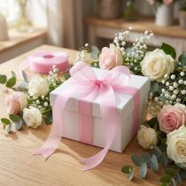 Itens Fita de organza fita de presente fita rosa ourela 25mm 50m