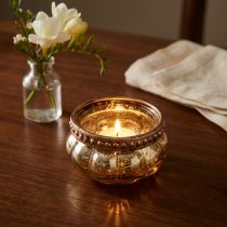 Itens Taça Tealight champanhe ouro antigo com borda de metal Ø6cm Alt.3,5cm