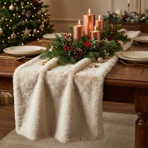 Itens Caminho de mesa pelo sintético bege, faixa de mesa pelo decorativo 15×200cm