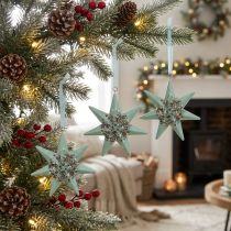 Itens Pingente de Natal estrela deco para pendurar Menta 4 pçs