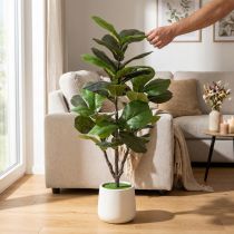 Itens Ficus lyrata artificial de 120 cm para decoração de sala de estar.