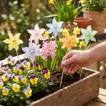 Itens Estacas para flores, estacas de jardim para decoração de primavera, uso externo, 28 cm, 12 peças