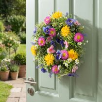Itens Guirlanda artificial de flores de primavera para decoração de porta de entrada, 30 cm