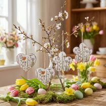 Itens Decoração suspensa decoração de metal corações e flores brancas 10cm 4 un