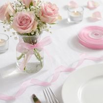 Itens Fita de organza, fita para presentes, fita rosa, ourela, 6 mm, 50 m