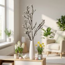 Itens Ramo de Magnólia Artificial Decoração de Primavera Ramo com Botões Marrom Branco L135cm