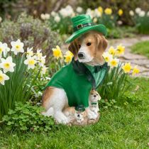 Itens Beagle com chapéu Dia de São Patrício Cão em Terno Decoração de Jardim Hound H24,5cm