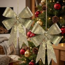 Itens Loops feitos de metal, pingente de Natal, decoração do Advento dourada, aparência antiga Alt.18 cm L12.5 cm 2 unidades