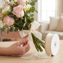 Itens Fita de chiffon fita de organza fita decorativa organza creme 15mm 20m