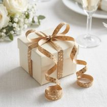 Itens Fita para presente fita ondulada com corações marrom dourado 10mm 100m