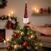 Itens Figura do topo da árvore boneco de neve 30cm vermelho, branco