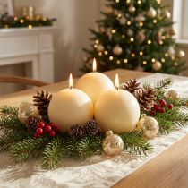 Itens Velas esféricas cor creme, 100 mm, 6 unidades - Velas de Natal, decoração de mesa, longa duração, marca de qualidade Wiedemann RAL