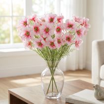 Itens Conjunto de 3 flores artificiais de cosmos rosa, 77 cm, decorativas, artificiais, de seda.