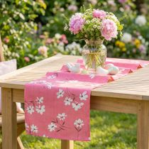 Itens Tecido decorativo com flores rosa 30cm x 3m