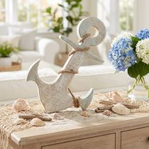 Itens Anchor Deco Madeira Maritime Deco Branco Azul 24,5cm x 14,5cm