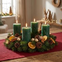 Itens Velas de pilar premium, verde-escuras, 70x100mm, conjunto de 4, longa duração.