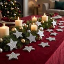 Itens Estrelas decorativas espalhadas com glitter Ø6,5cm prata 36 un