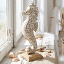 Itens Seahorse Deco Decoração Marítima Madeira Branca Figura Deco H38cm