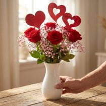 Itens Plugue de flor coração, decoração de madeira para colar, Dia dos Namorados, plug decorativo vermelho, Dia das Mães L31-33cm 24 peças
