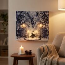Itens Parque paisagístico de inverno com quadro LED com lanternas Mural LED 58x38cm