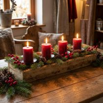 Itens Decoração de mesa Advent castiçal bandeja de velas madeira L48cm