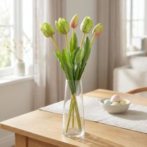 Itens Flores artificiais verde tulipa, flor de primavera 48 cm pacote de 5