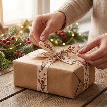 Itens Fita de Natal fita creme de rena para presente Natal 25mm 20m