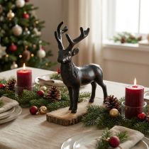 Itens Deco Deer Deco Renas Metal Madeira Preto A 25cm