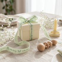 Itens Fita decorativa para batizado "Olá Bebê" verde, 25mm x 16m