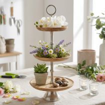 Itens Suporte para bolo decoração de mesa em madeira de manga natural Ø19/23/28cm Alt.55cm