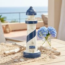 Itens Farol Marítimo Decorativo para Mesa Azul e Branco Ø10,5cm A28,5cm