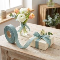 Itens Fita decorativa menta natural 25mm 20m