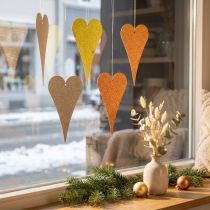 Itens Corações de metal decorativos para pendurar, corações decorativos para pendurar bege/amarelo/laranja A10cm 6uds