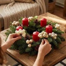 Itens Mini bola de Natal creme, bagas espelhadas bege Ø20mm 140 un