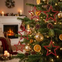 Itens Estrelas decorativas glitter vermelho pequenas estrelas de Natal 4,5 cm 120 un