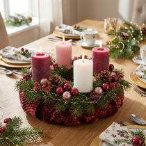 Itens Mini bolas de Natal fio de vidro rosa bordô Ø2cm 140un