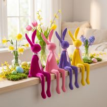 Itens Coelhinho da Páscoa decorativo para prateleira, aveludado, sortido, 36 cm, 4 peças