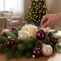 Itens Bolas de árvore de Natal bolas de vidro Berry Mix Ø5cm 24 unidades Berry rosa bege creme brilhante