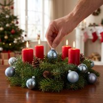 Itens Mini bolas de Natal vidro azul fosco metálico 40mm 32 peças