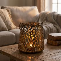 Itens Deco lanterna decoração de mesa suporte tealight ouro antigo 14,5 cm