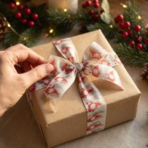 Itens Fita para presente Fita de Natal gnomo vermelha 40mm 15m