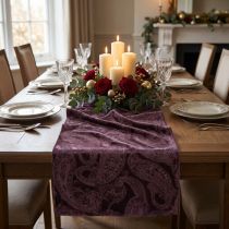Itens Corredor de mesa de fita de veludo, fita roxa de mesa, padrão paisley, 150mm, 3m