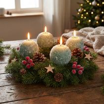 Itens Conjunto de 4 velas esféricas verdes de 8 cm com glitter para decoração de Natal e velas do Advento.
