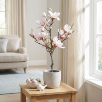 Itens Árvore artificial de magnólia rosa de 74 cm, decoração floral artificial.