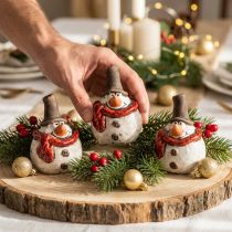 Itens Figura de boneco de neve em cerâmica, branco, 6,9 cm - decoração de Natal de inverno - 6 peças